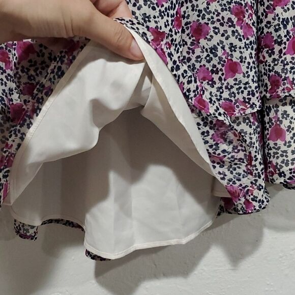 Express Tiered Ruffled Mini Skirt in Purple Floral Size M - Picture 4 of 9